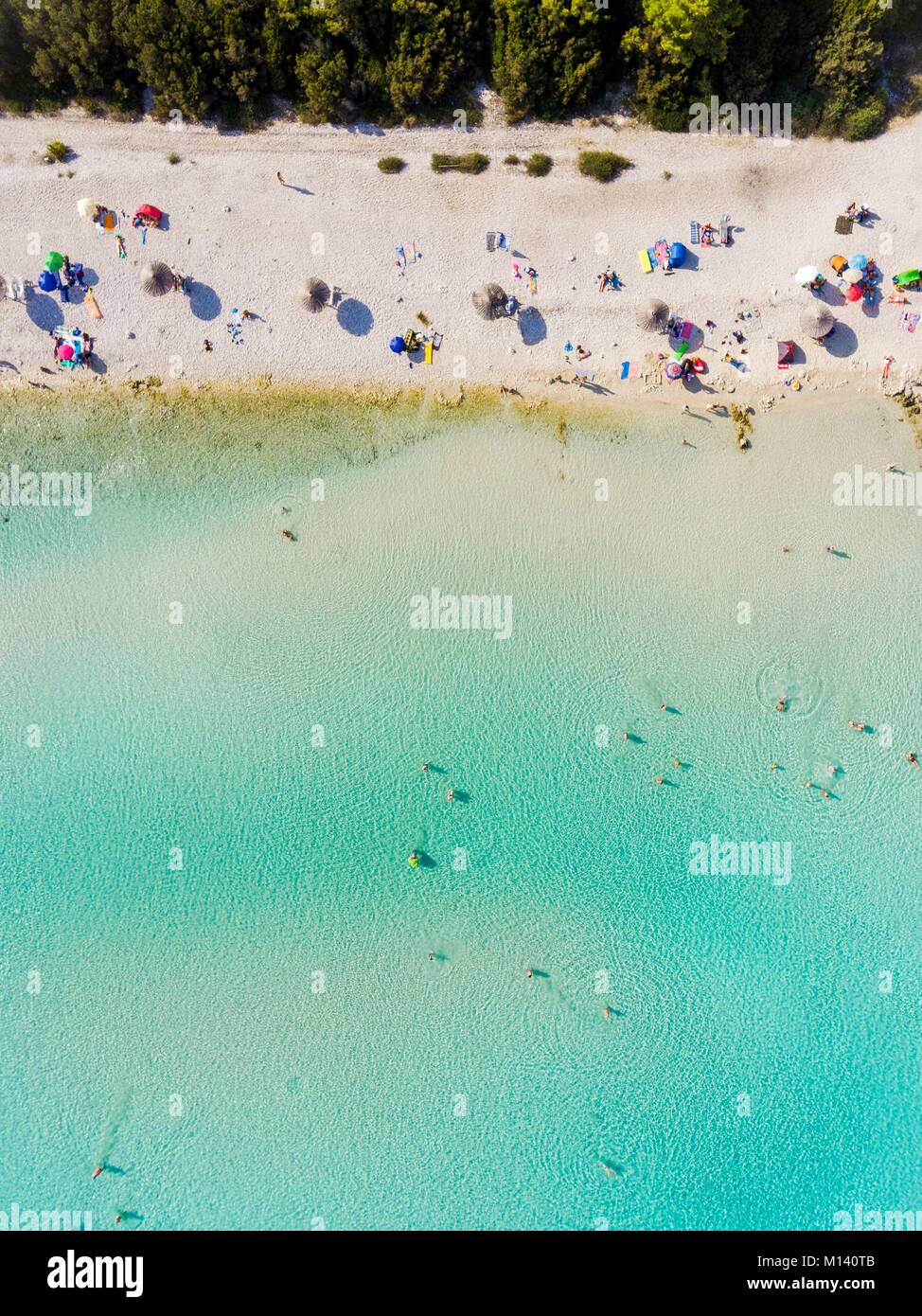 Kroatien, Dalmatien, Dalmatinischen Küste, Zadar, Insel Dugi Otok, Sakarun Strand (Luftbild) Stockfoto