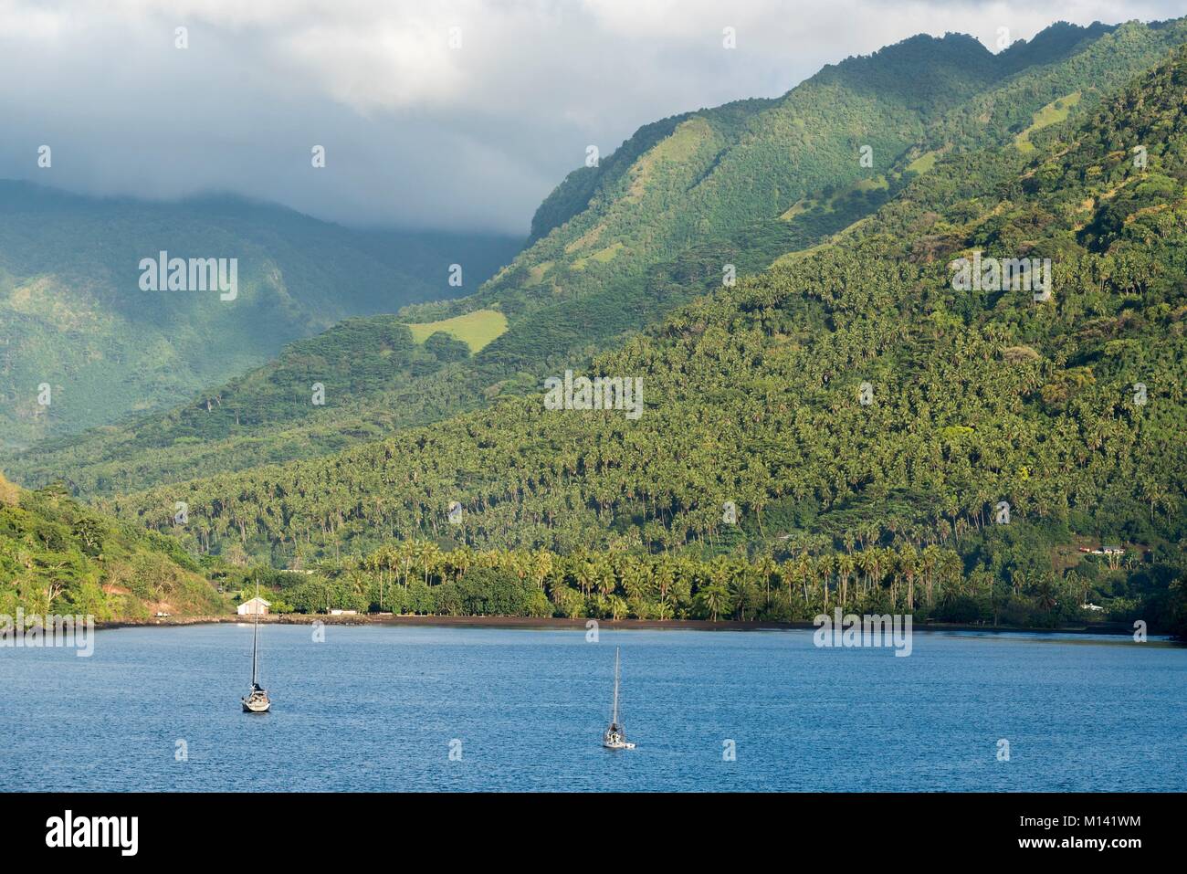 Frankreich, Französisch Polynesien, Marquesas Archipel, Nuku Hiva Island, Kreuzfahrt an Bord der Aranui 5, taipivai Bay, Controller Bay Stockfoto