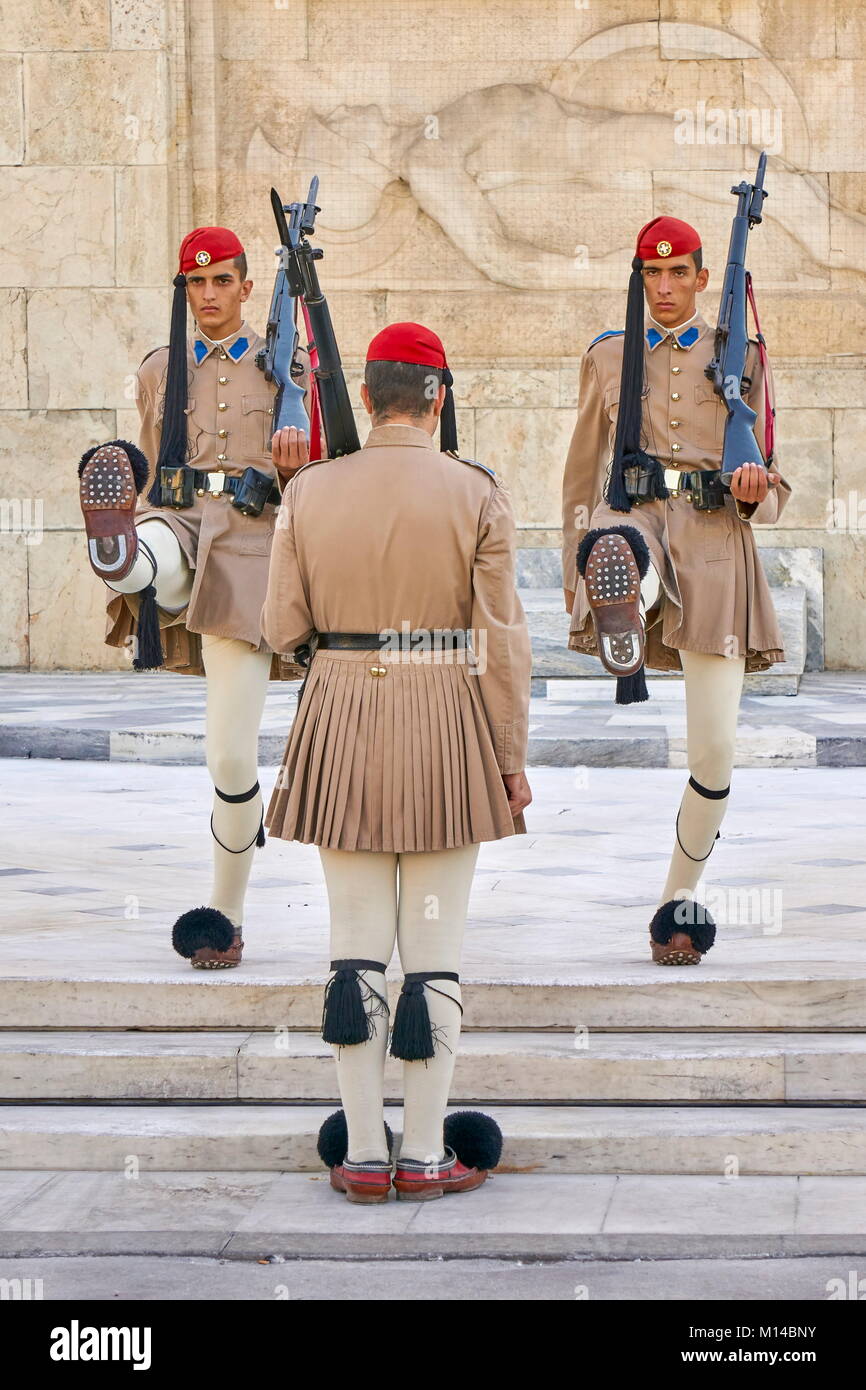 Zeremonie der Ändern der Guard, Athen, Griechenland Stockfoto