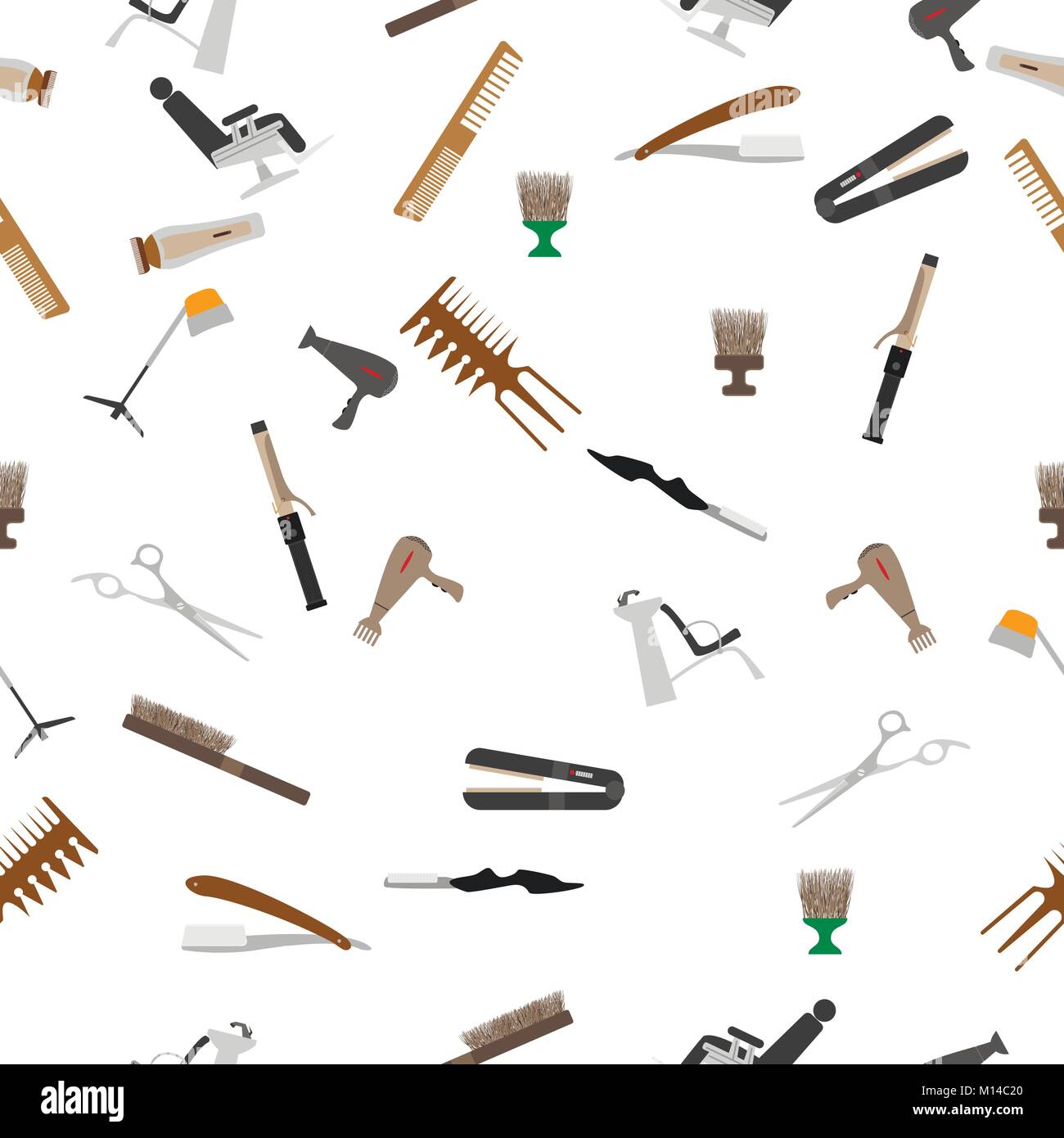 Nahtlose Hintergrund. Eine Reihe von Icons für Friseur oder Frisör. Stock Vektor