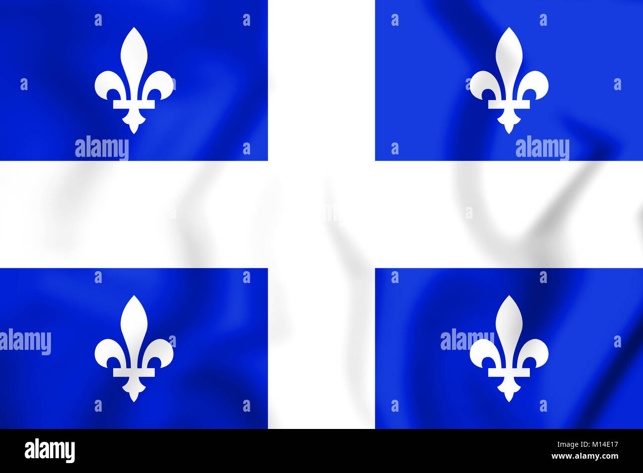 3D Flagge der Provinz Quebec. 3D Illustration. Stockfoto