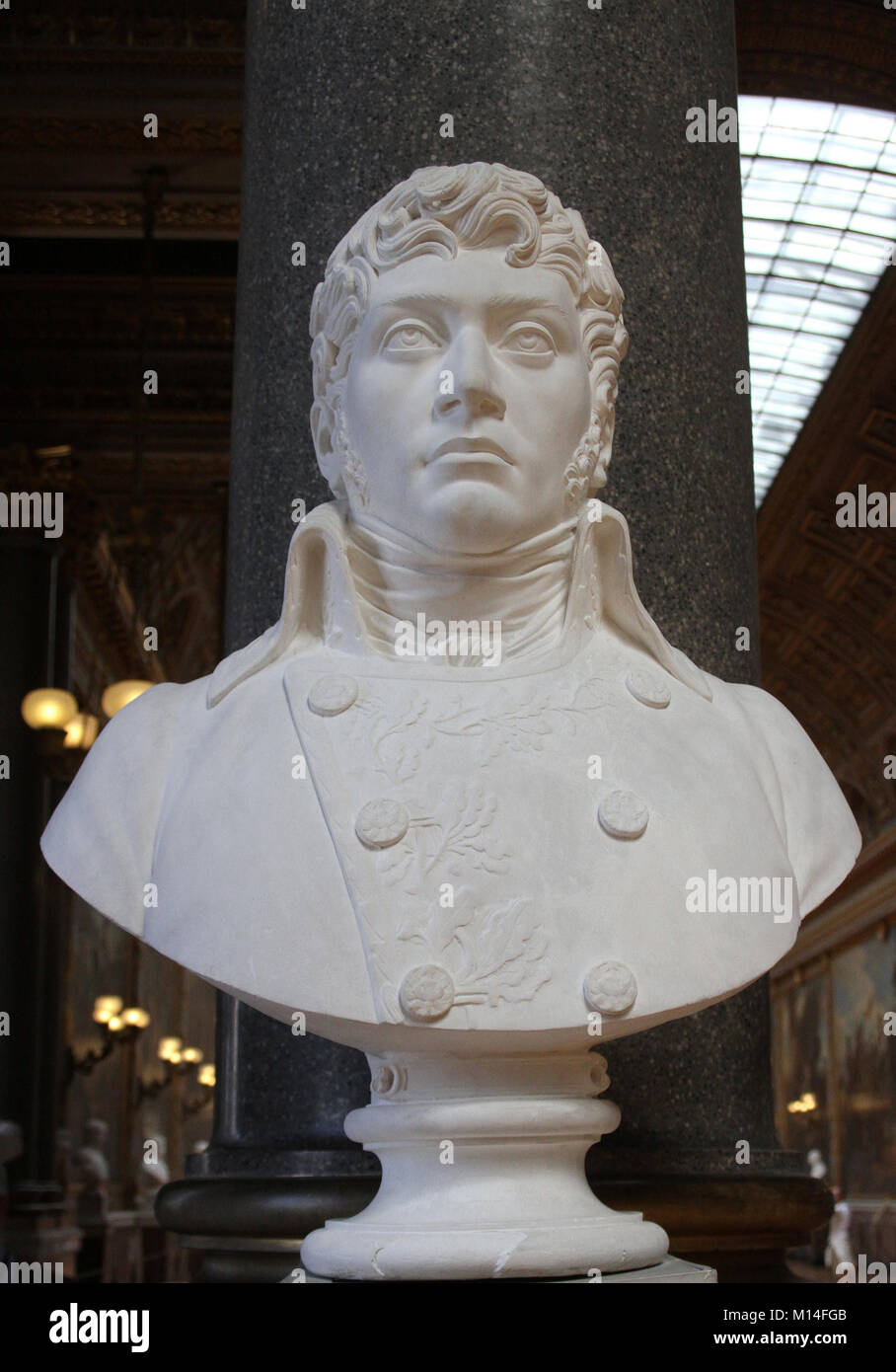 Marmorbüste von Brigadegeneral Pierre Banel von Lorenzo Bartolini in die Galerie der Schlachten, Schloss Versailles, Paris, Frankreich. Stockfoto
