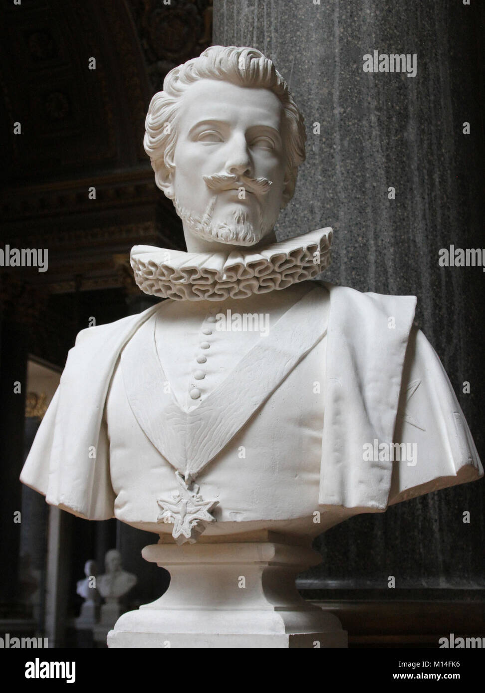 Marmorbüste von Anne, Herzog von Joyeuse, Admiral von Frankreich durch Isidore Hippolyte Nicolas Brion (Nicolas Brion) in der Galerie der Schlachten, Versailles Palac Stockfoto