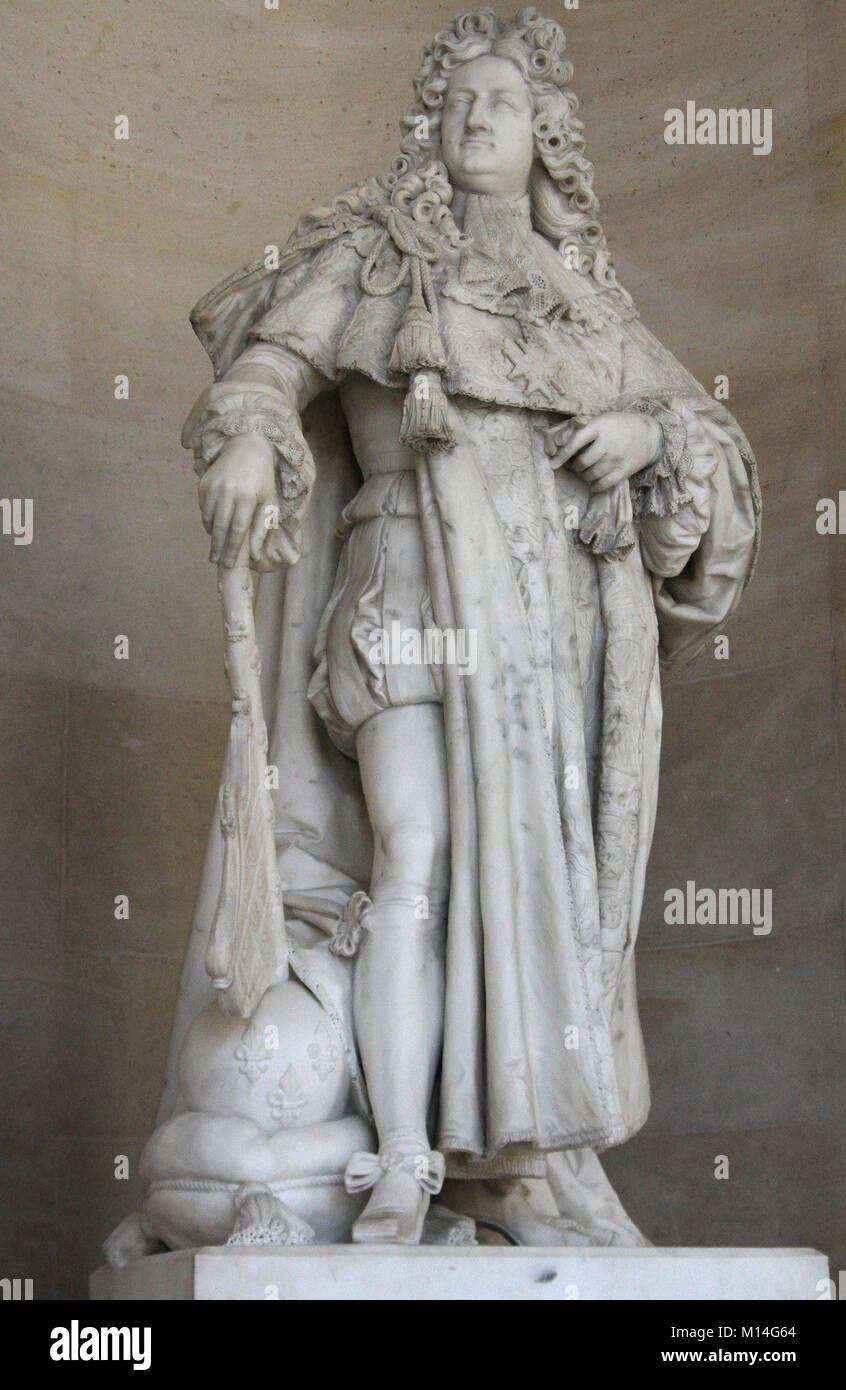 Marmor Skulptur Statue von Philippe de France, Herzog von Orleans, der Regent des Königreichs Frankreich, (1674-1723) von Theophile Francois Marcel Bh in der S Stockfoto