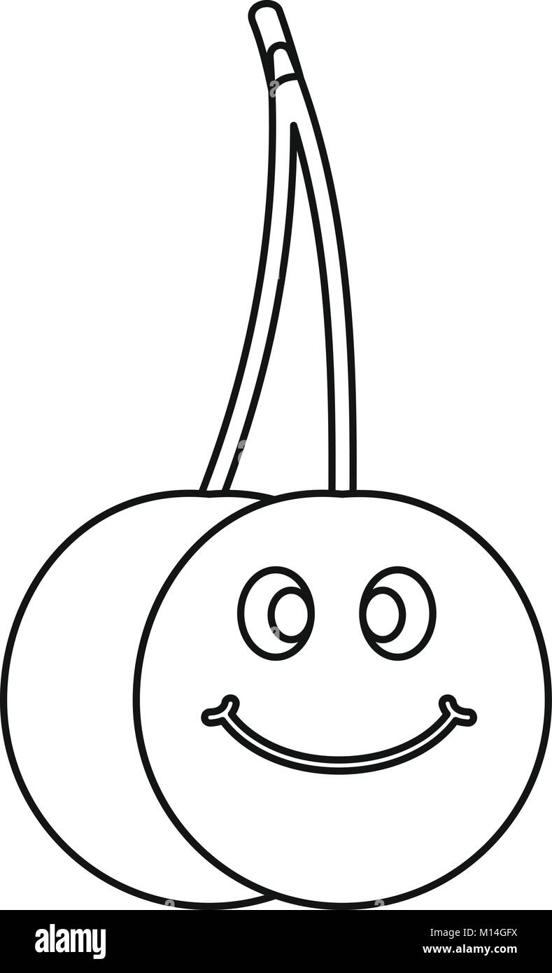 Reif lächelnd cherry Symbol Kontur Stock Vektor