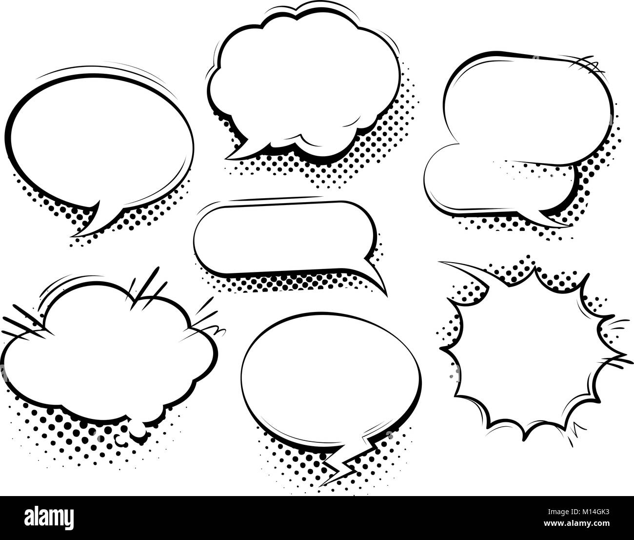 Satz von comic Sprechblasen. Cartoon Vector Illustration Stock Vektor