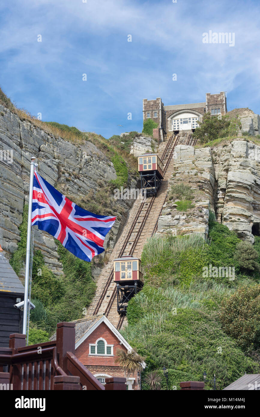 East Hill Cliff Railway, Hastings, East Sussex, England, Vereinigtes Königreich Stockfoto