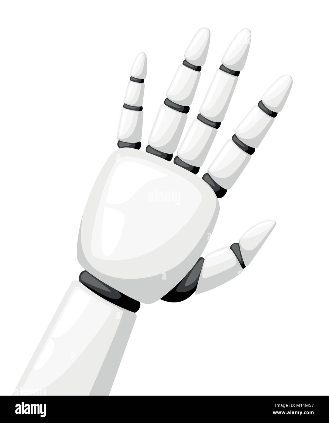 Weiße Roboter Hand oder Roboterarm für Prothetik Vector Illustration auf weißem Hintergrund Webseite und mobile App Design isoliert Stock Vektor
