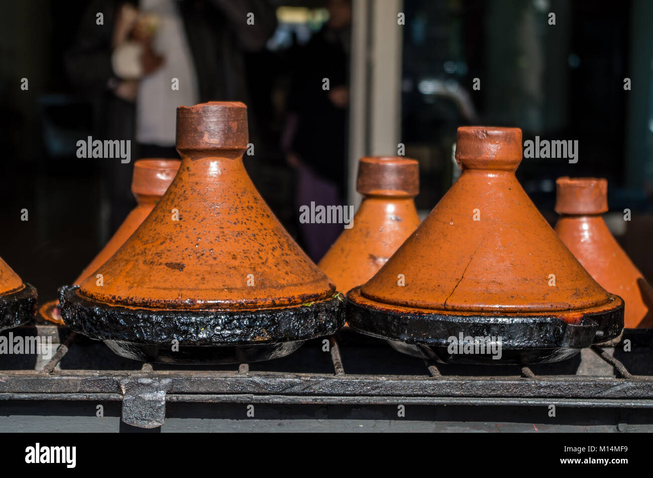 Close-up tagines in Marrakesch, Marokko Stockfoto