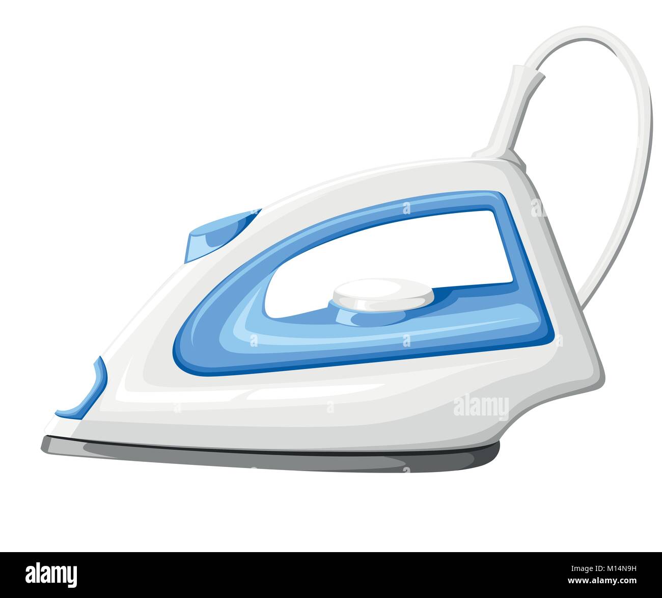 Weiß elektrische Dampfbügeleisen Vector Illustration auf weißem Hintergrund Webseite und mobile App Design isoliert. Stock Vektor