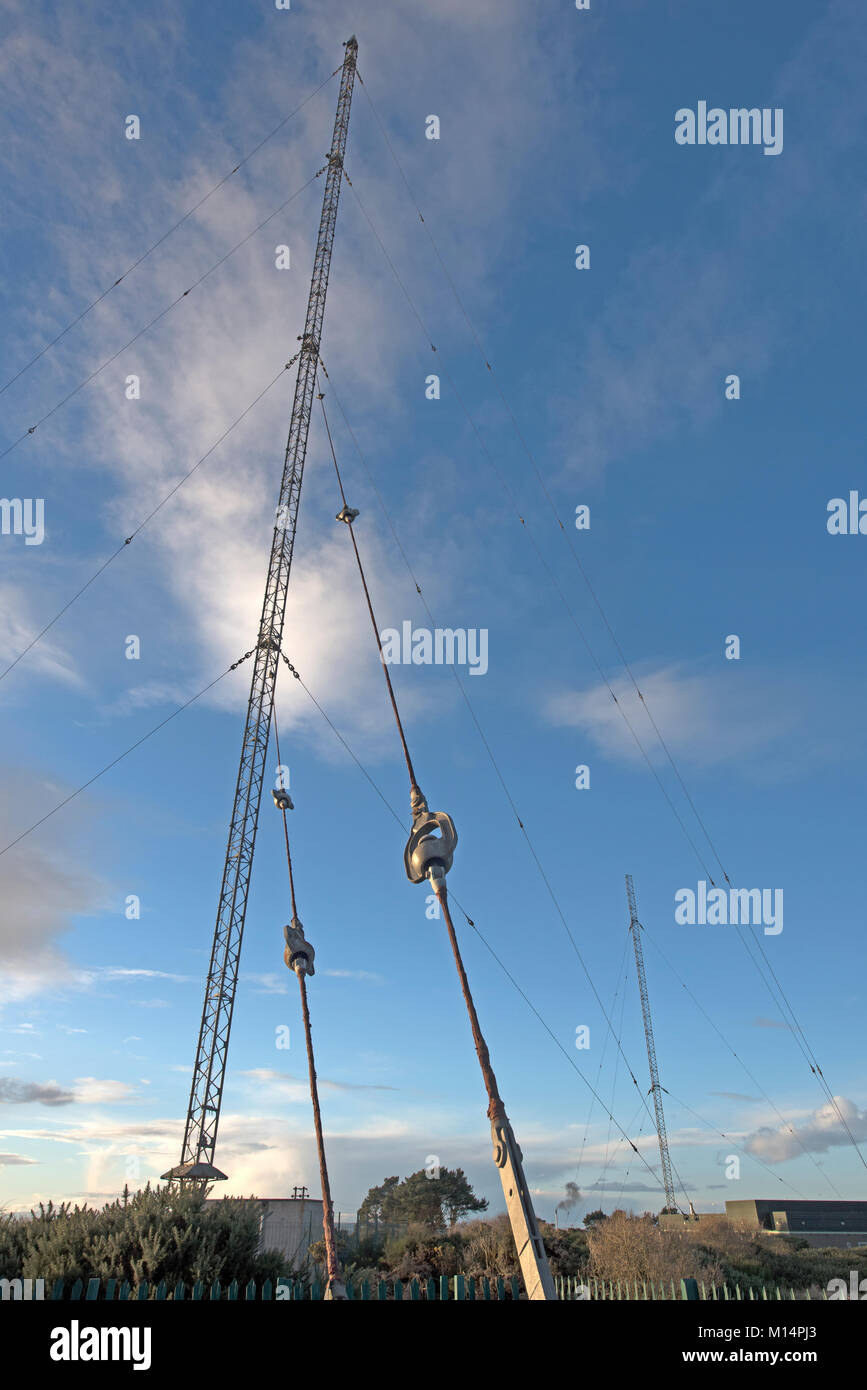 Die burghead Mittel- und Langwelle Funkübertragung Website und Antennen in Morayshire Grampian Schottland Großbritannien. Stockfoto