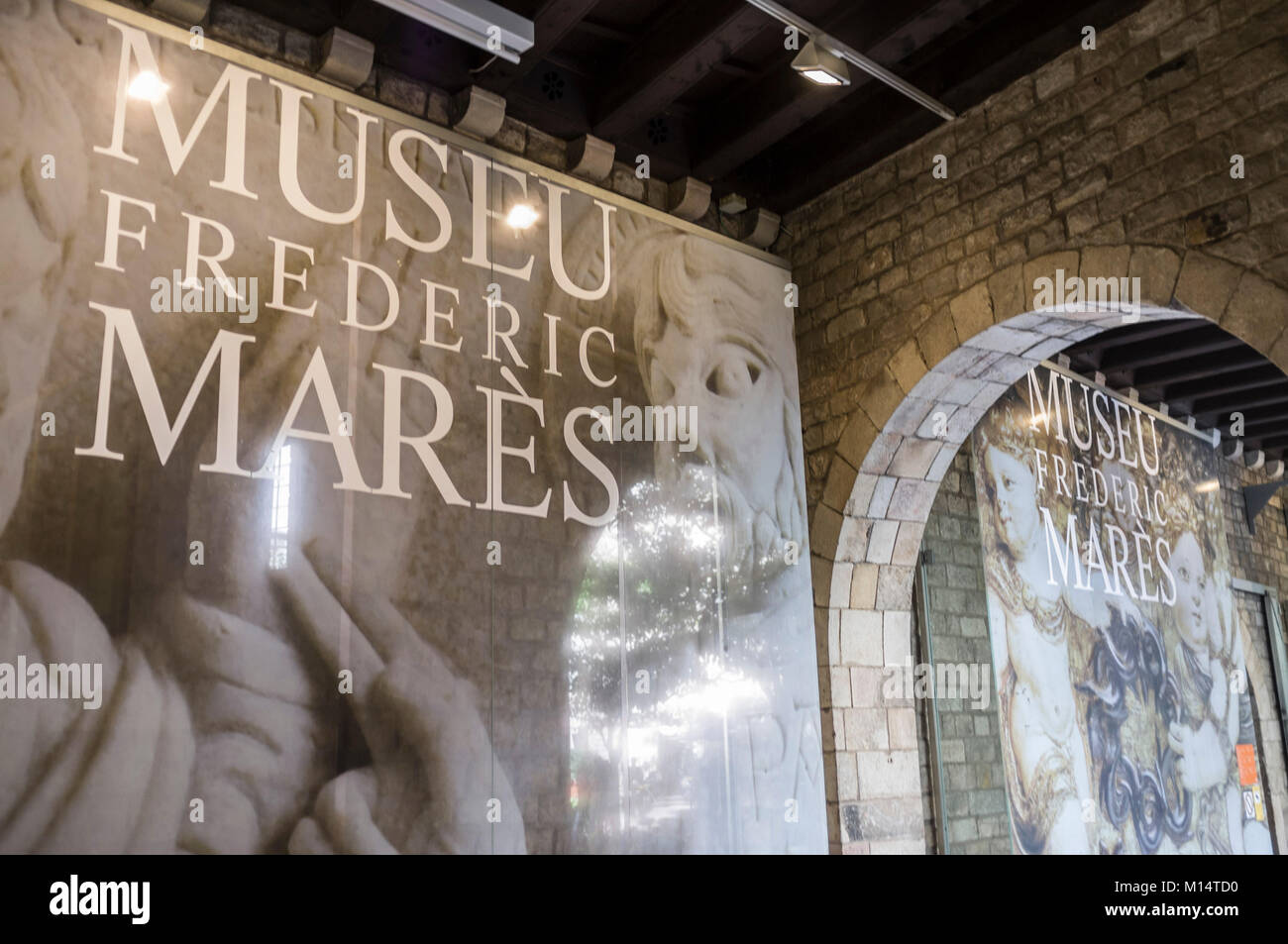 Anmelden Museum, das Museu Frederic Stuten, Eingang, das gotische Viertel, Barcelona. Stockfoto