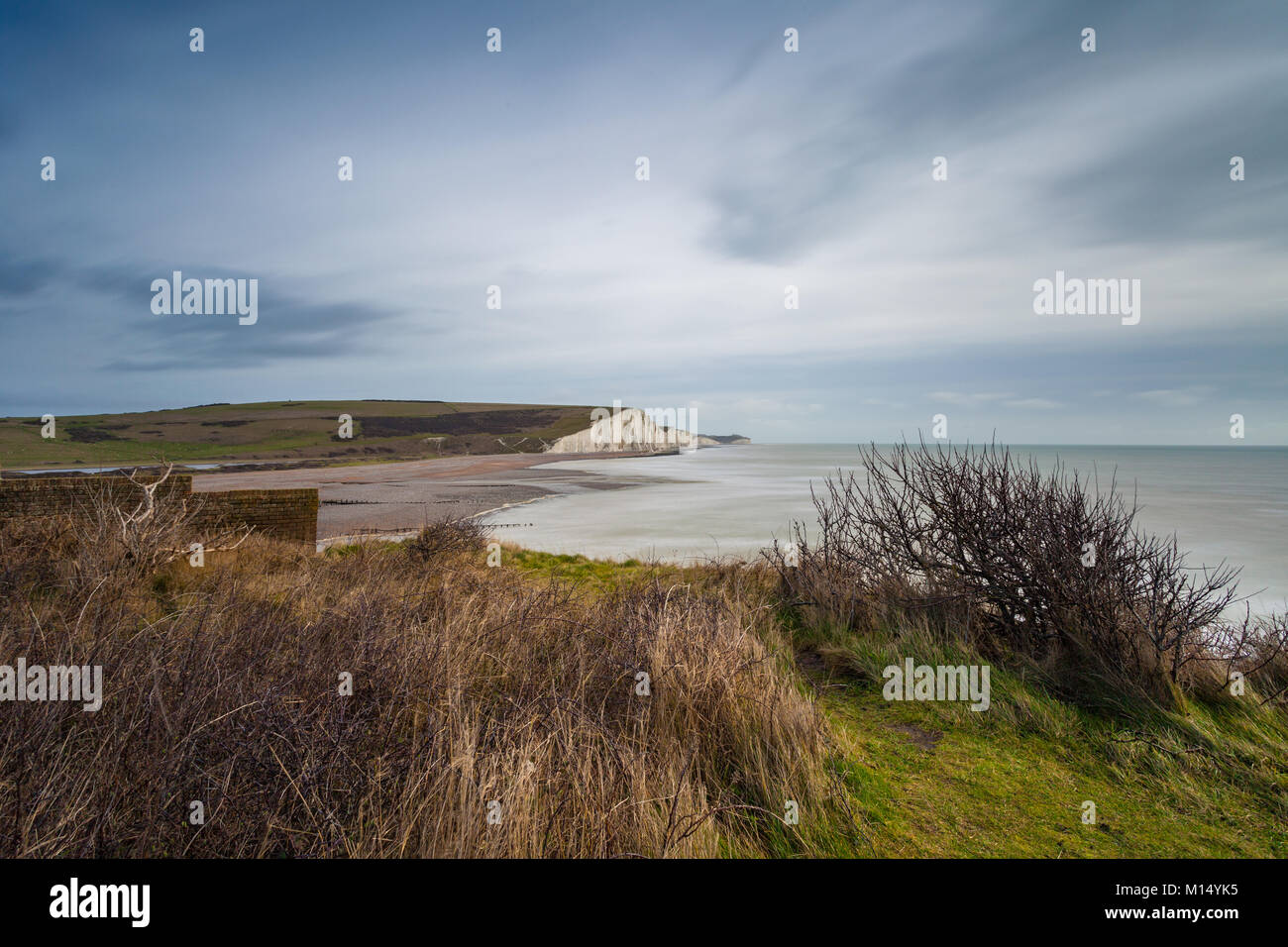 Die sieben Schwestern Kreidefelsen in der Nähe von Seaford, East Sussex, England, UK Stockfoto