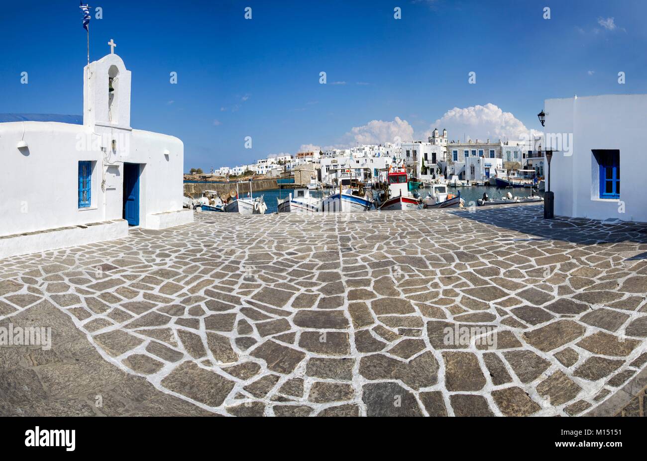 Griechenland, Kykladen, Paros, Naoussa Dorf Stockfoto