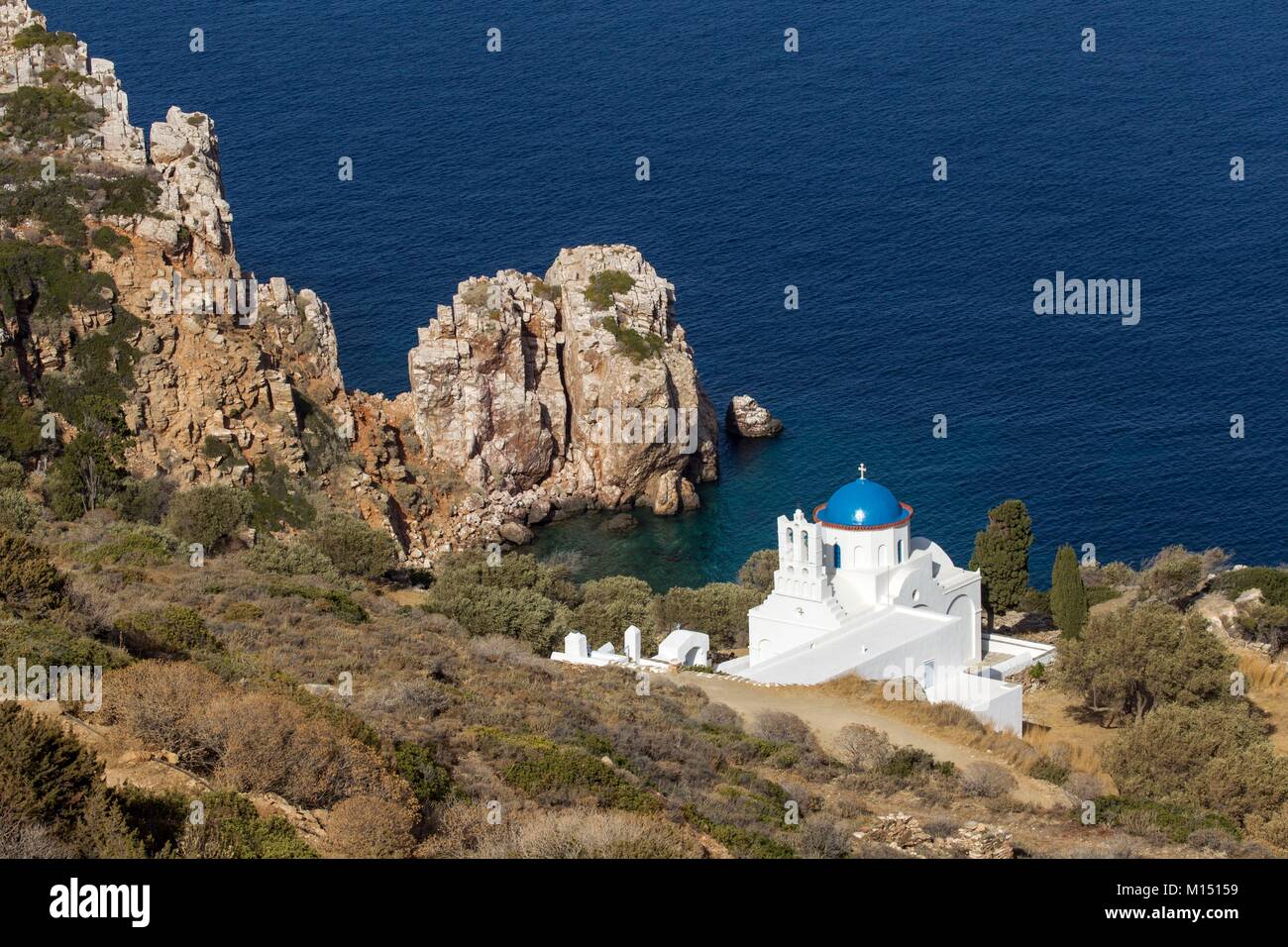 Griechenland, Kykladen, Lesbos Insel, Panagia Kirche Poulati Stockfoto