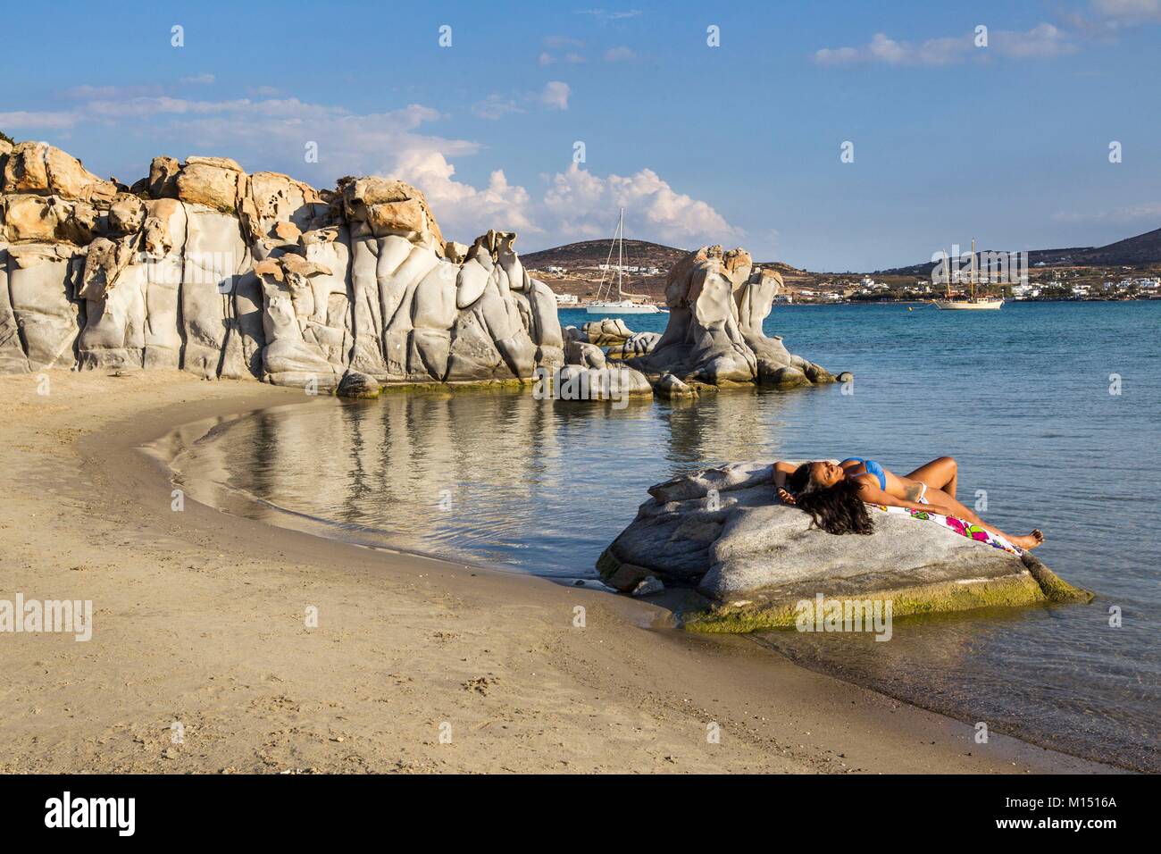 Griechenland, Kykladen, Paros Island, Strand Kolimbithres Stockfoto