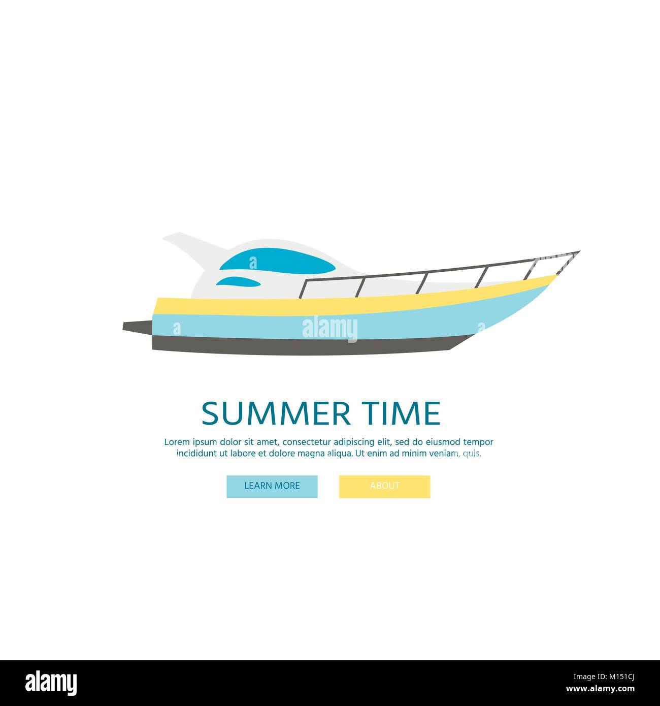 Nautische Fahrzeuge: Segeln, Boot, Schiff, Schiff, Luxus Yacht, Schnellboot. Vektor flachbild Symbol auf weißem Hintergrund Stock Vektor