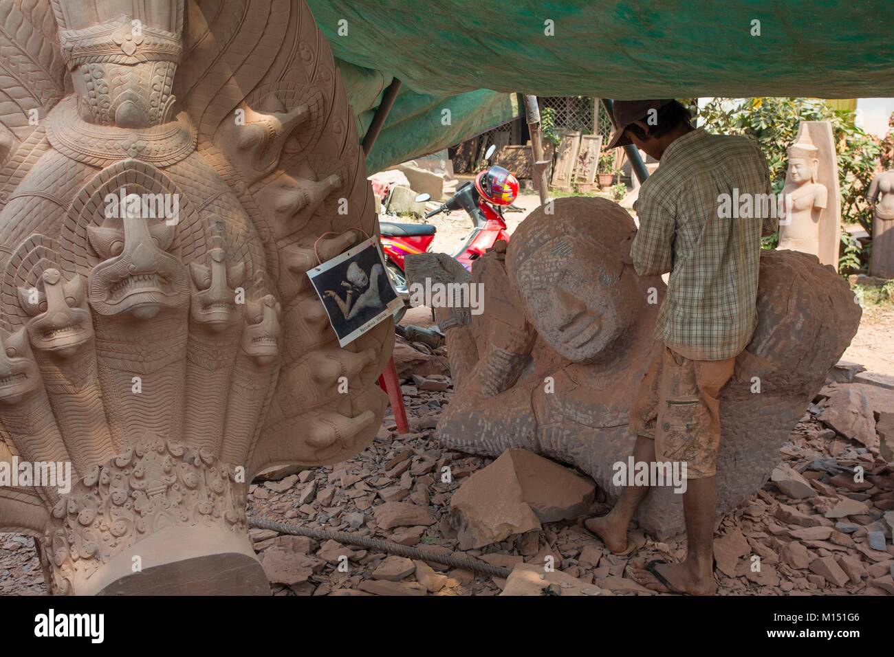 Kambodscha, Skulptur Workshop in Siem Reap Stockfoto