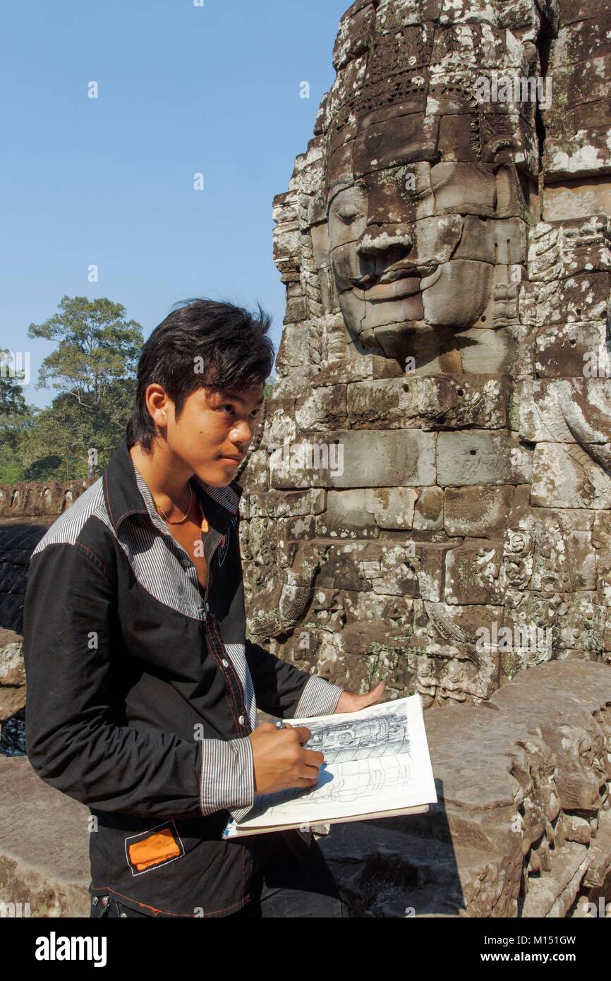 Kambodscha, Angkor, als Weltkulturerbe von der UNESCO, Angkor Thom Tempel Buddha (XII Jahrhundert) Stockfoto