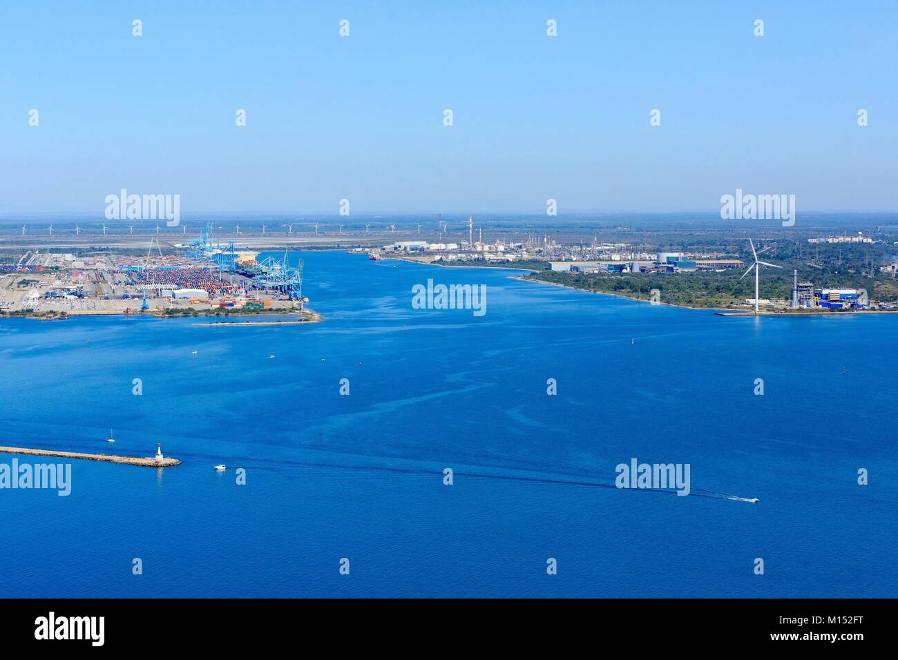 Frankreich, Bouches-du-Rhône, Golf von Fos-sur-Mer, Fos-sur-Mer (Luftbild) Stockfoto