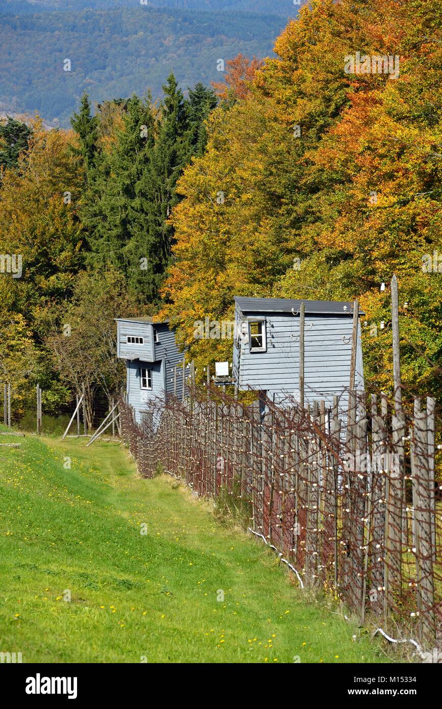 Frankreich, Bas Rhin, Natzwiller, Le Struthof ehemaligen NS - Konzentrationslager, nur NS-run Camp auf dem Gebiet Frankreichs im Zweiten Weltkrieg, Wachturm von Mischfuttermitteln Stockfoto