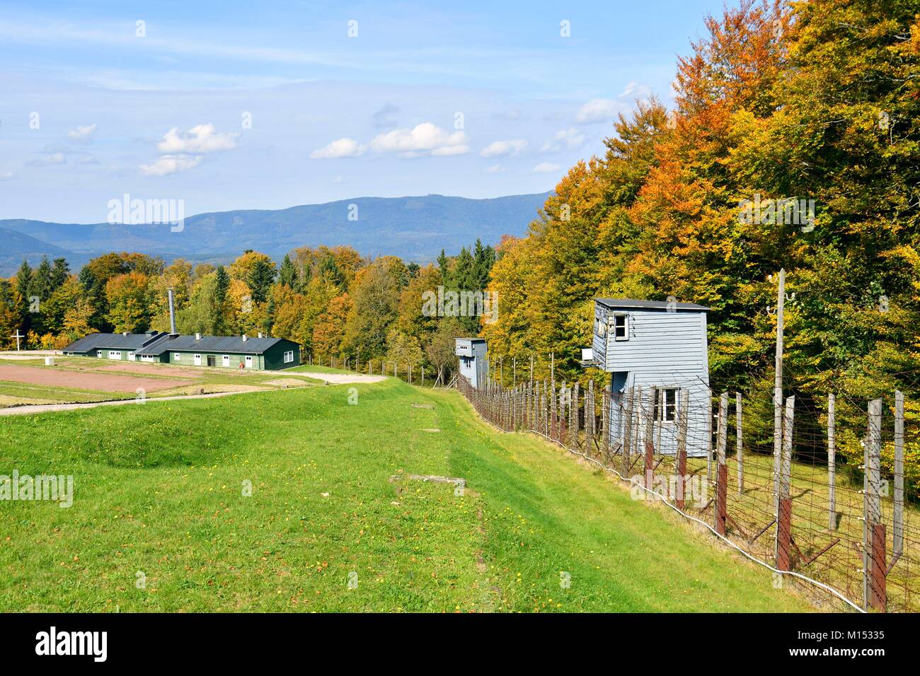 Frankreich, Bas Rhin, Natzwiller, Le Struthof ehemaligen NS - Konzentrationslager, nur NS-run Camp auf dem Gebiet Frankreichs im Zweiten Weltkrieg, Wachturm von Mischfuttermitteln Stockfoto