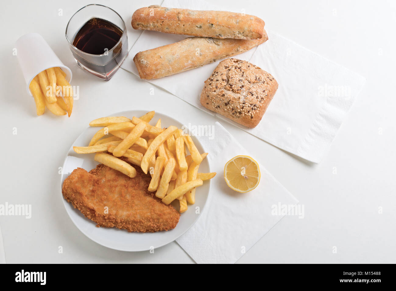 Fisch und Chips von oben 2 Stockfoto