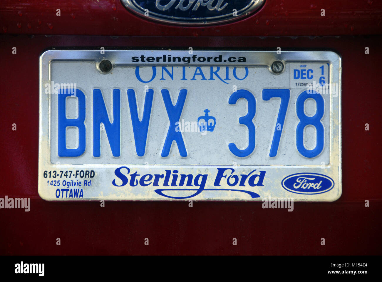 Canadian Auto Nummernschild, Ontario Stockfoto
