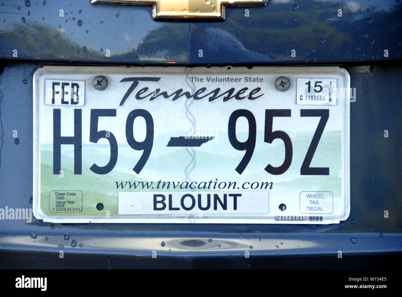 American Car Nummernschild, Tennessee Stockfoto