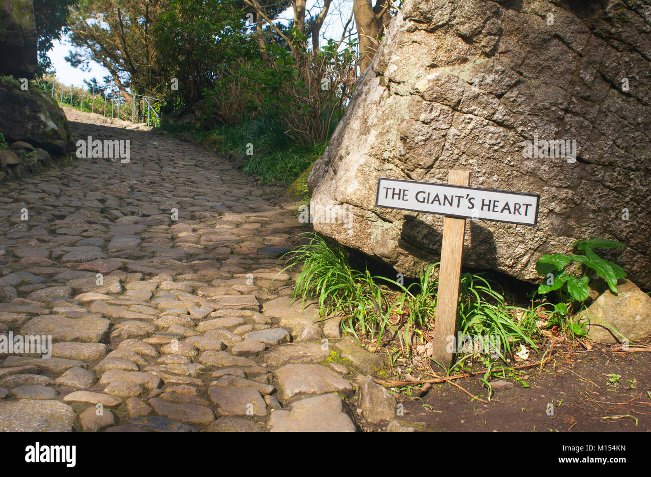 Ein Zeichen, die die Position der Riesen Herz, St. Michael's Mount, Cornwall, UK - Johannes Gollop Stockfoto