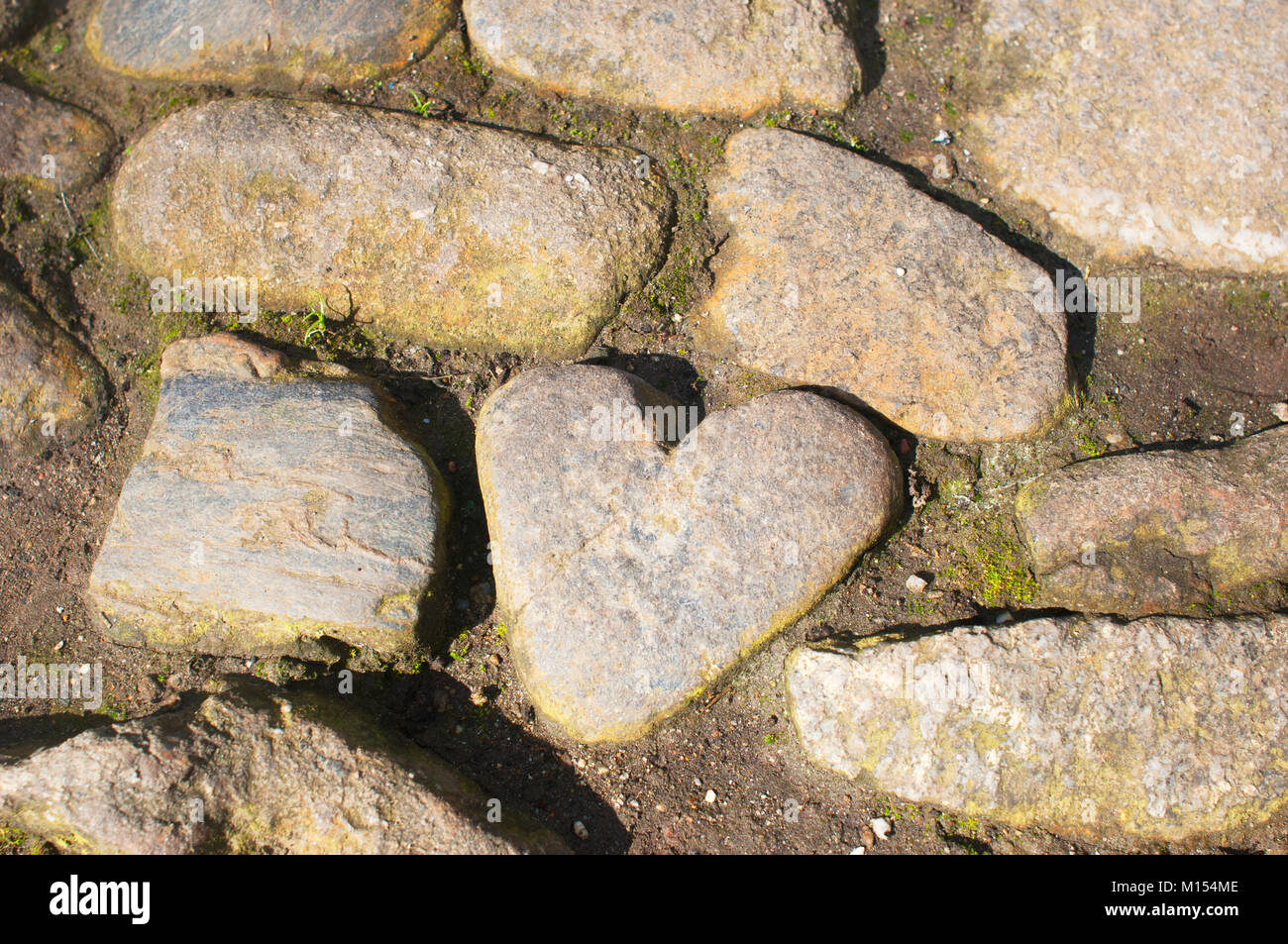 Nahaufnahme der Riesen Herz auf dem Weg zu St. Michael's Mount, Cornwall, UK - Johannes Gollop Stockfoto