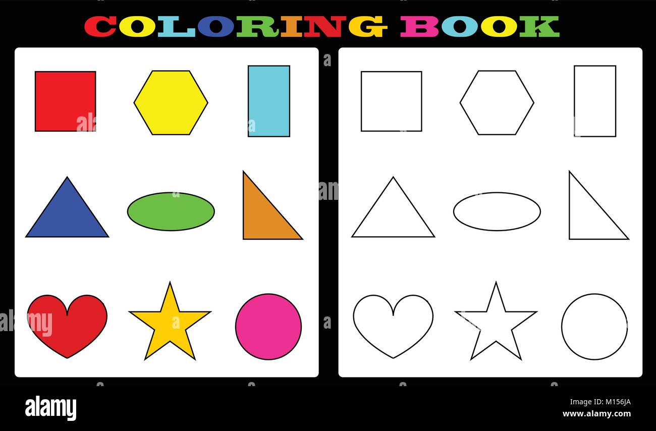 Malbuch - bunte Formen und leere Formen für das Malen für Kinder Stock