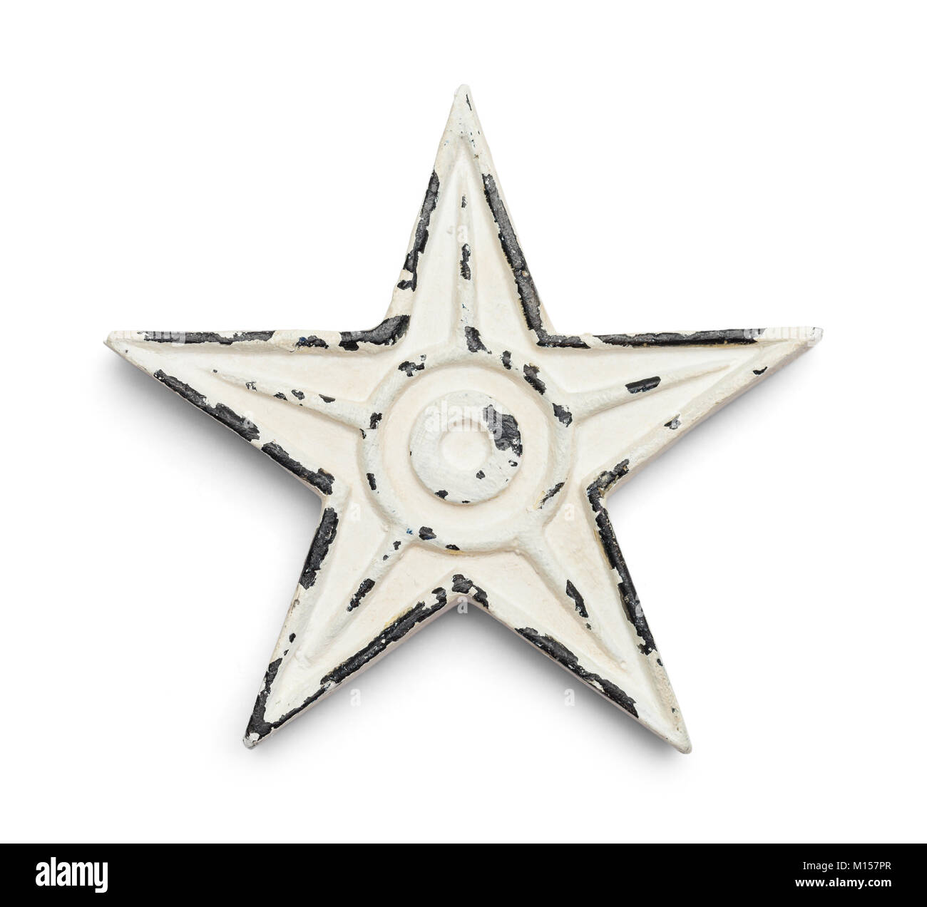 Abgenutzte Rustikal lackiert Star isoliert auf einem weißen Hintergrund. Stockfoto