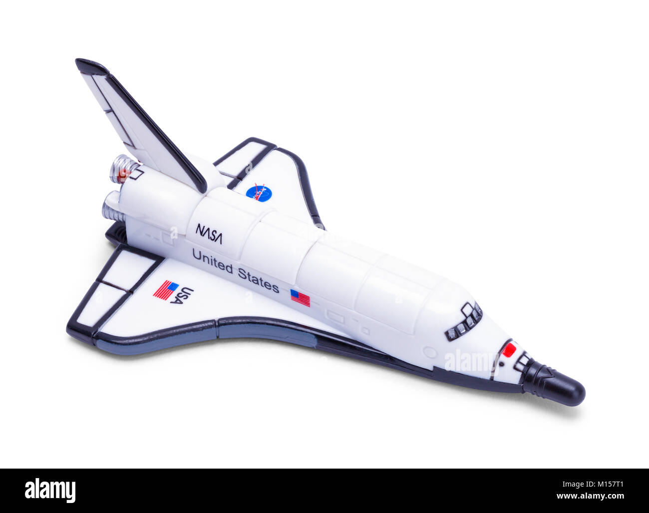 Spielzeug Space Shuttle isoliert auf einem weißen Hintergrund. Stockfoto