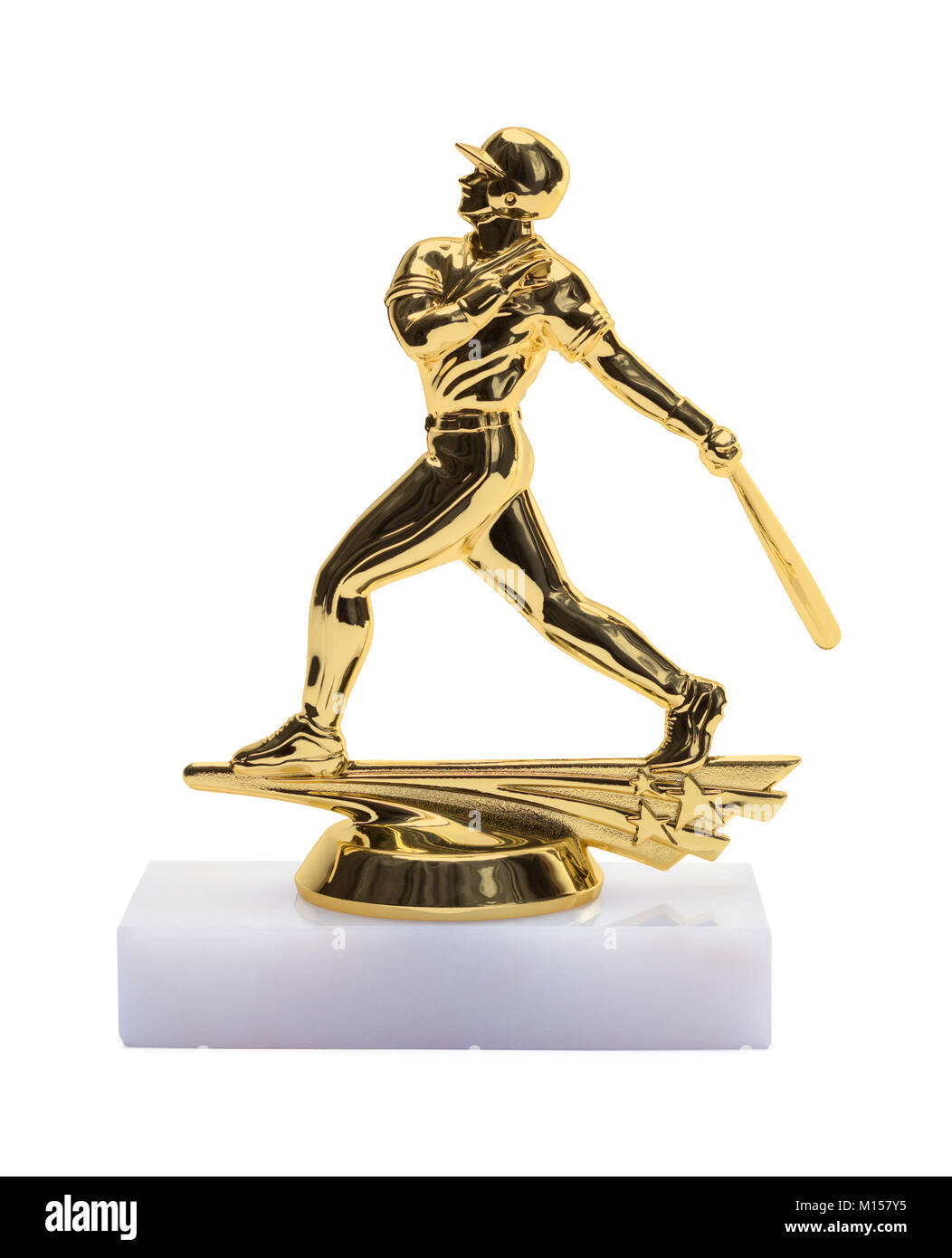 Gold Baseball Trophäe isoliert auf einem weißen Hintergrund. Stockfoto