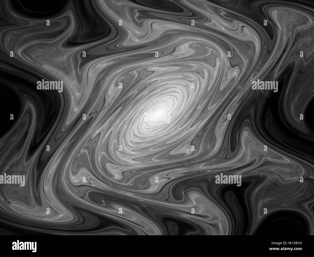 Glühende gnarl fraktalem Objekt, schwarze und weiße Textur, computer-generierte Zusammenfassung Hintergrund, 3D-Rendering Stockfoto