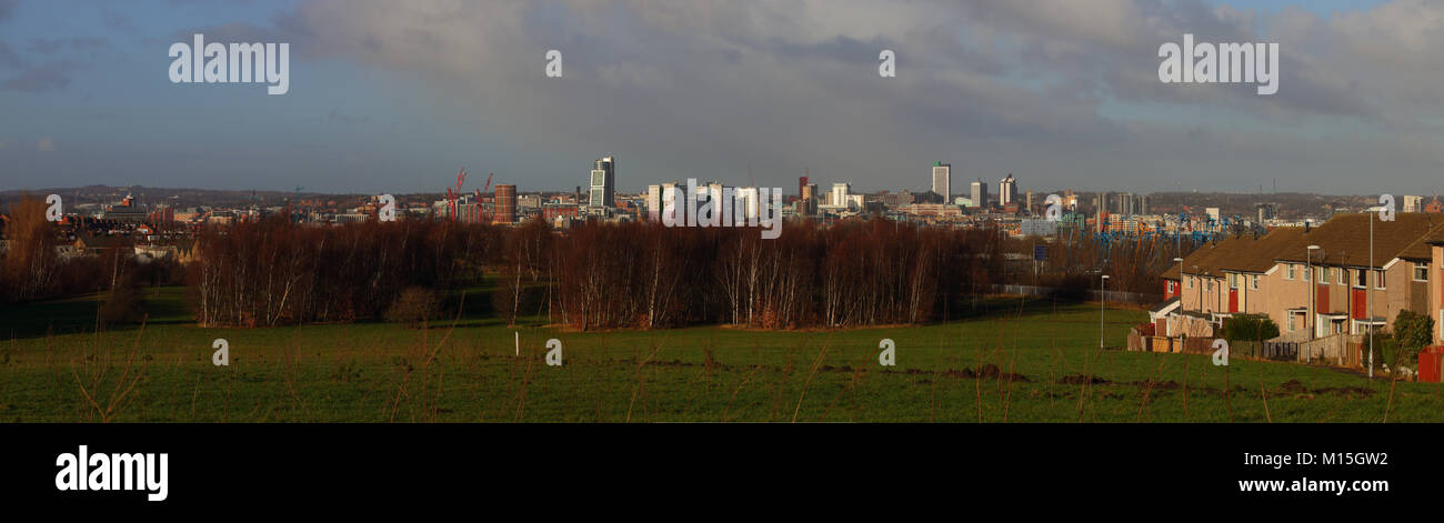 Leeds City Skyline Panorama Stockfoto