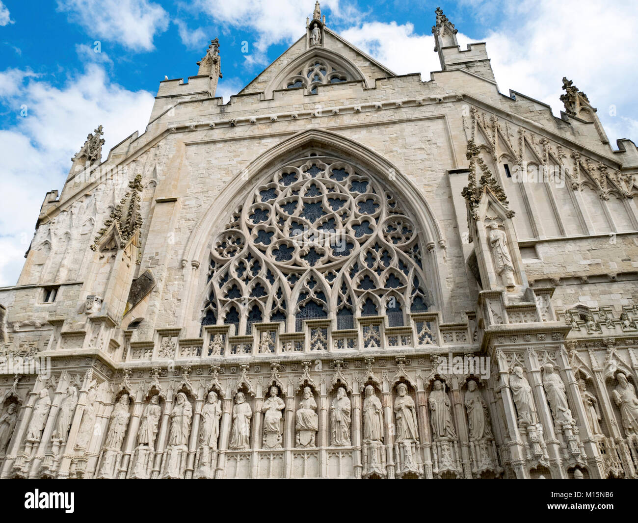 Fassade der Kathedrale von Exeter Stockfoto