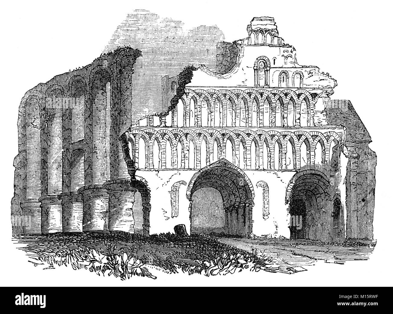 St. Botolph's Priory, um 1093 erbaut, war ein mittelalterliches Augustiner religiösen Haus in Colchester, Essex und hatte die Unterscheidung des Seins der ersten und führenden Augustiner Kloster in England bis zu ihrer Auflösung im Jahr 1536. Stockfoto