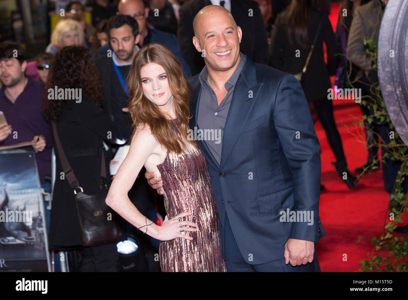 London, UK, 19. Oktober 2015, Vin Diesel, Rose Leslie, Filmpremiere von "Die letzte Hexe Hunter" im Empire Leicester Square. Mariusz Goslicki/Alamy Stockfoto