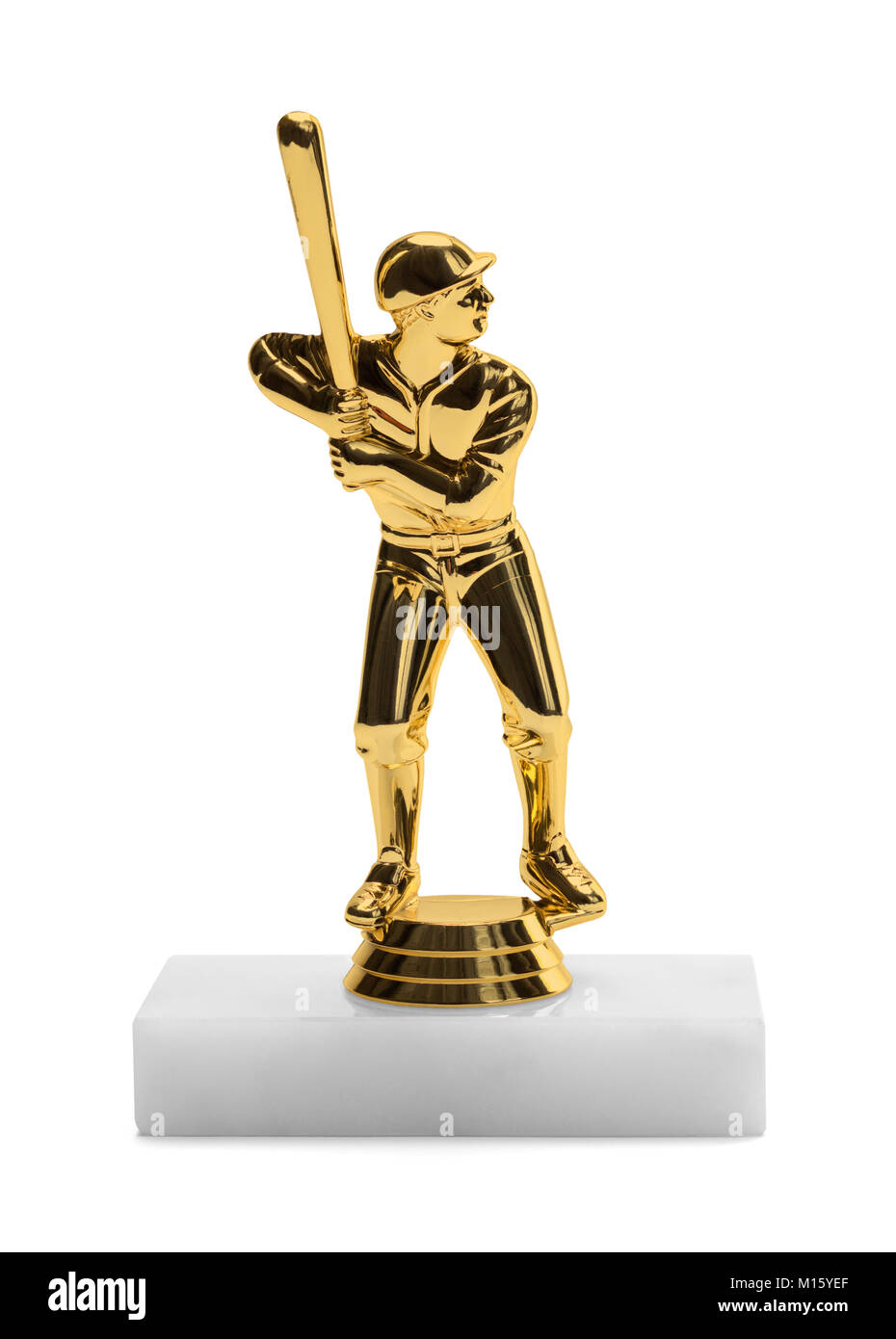 Gold Baseball Trophäe isoliert auf einem weißen Hintergrund. Stockfoto