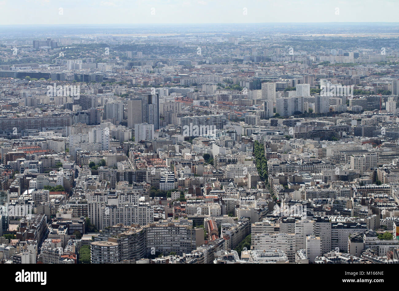 Ansicht von Paris von der Spitze des Eiffelturms, Paris, Frankreich. Stockfoto