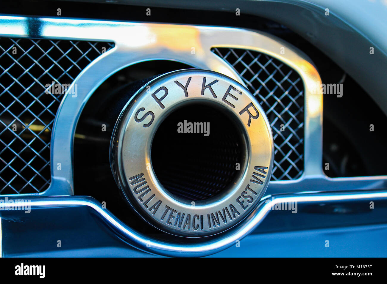 Dies ist der Auspuff eines Spyker C8 Stockfoto