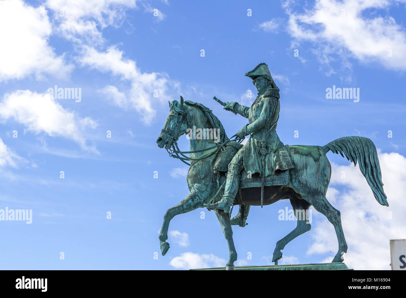 Stockholm, Schweden. Statue von Charles XIV John, König von Schweden und Norwegen an Slussen Stockfoto