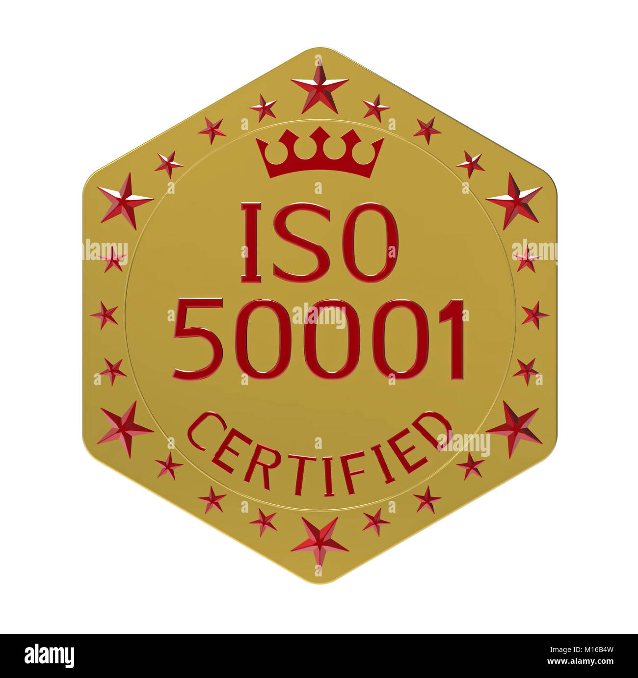 ISO 50001 Standard, energy management system, 3D-Rendering, isoliert auf weißem Stockfoto