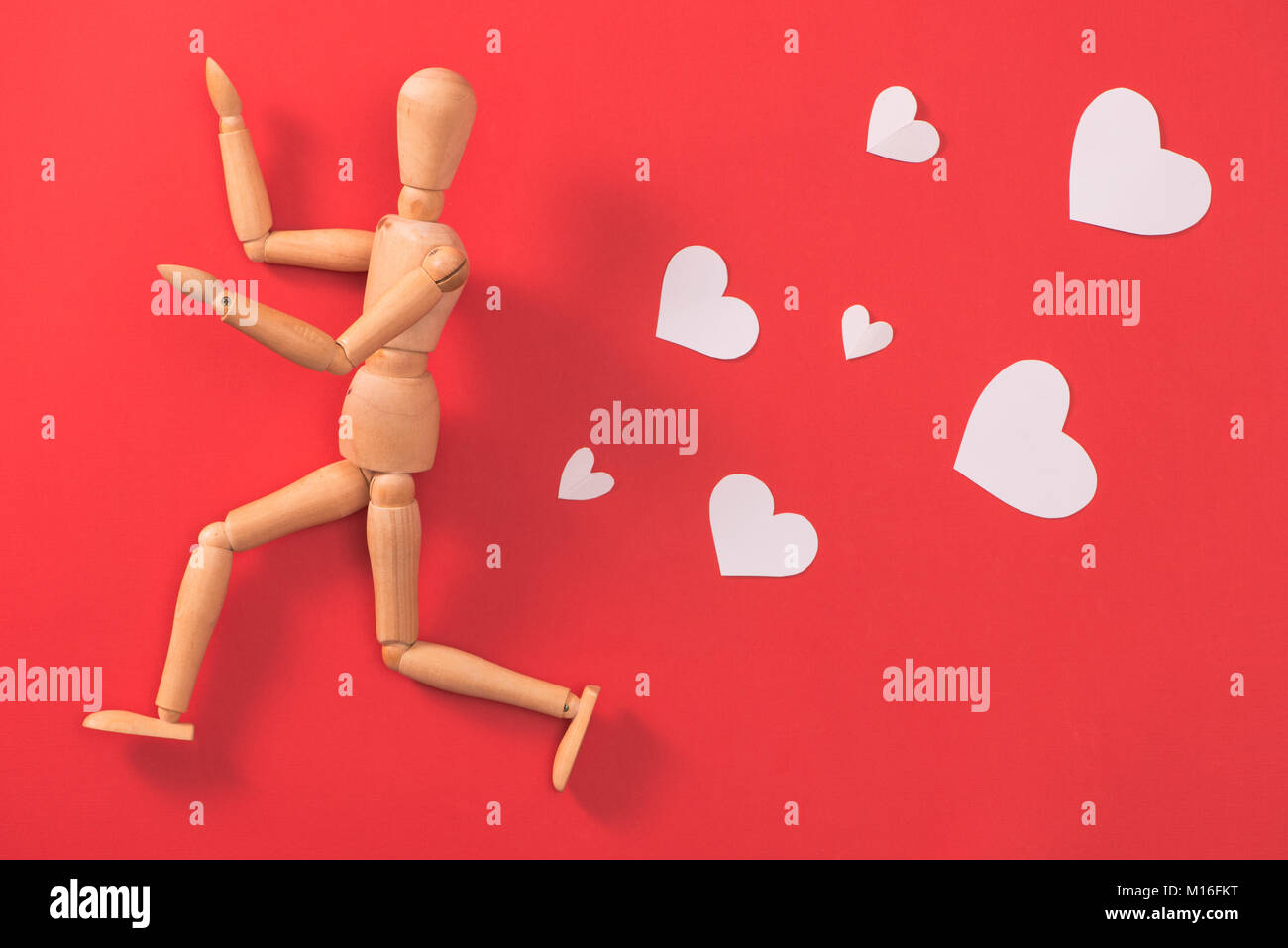 Holz- mann abbildung aus Liebe Stockfoto