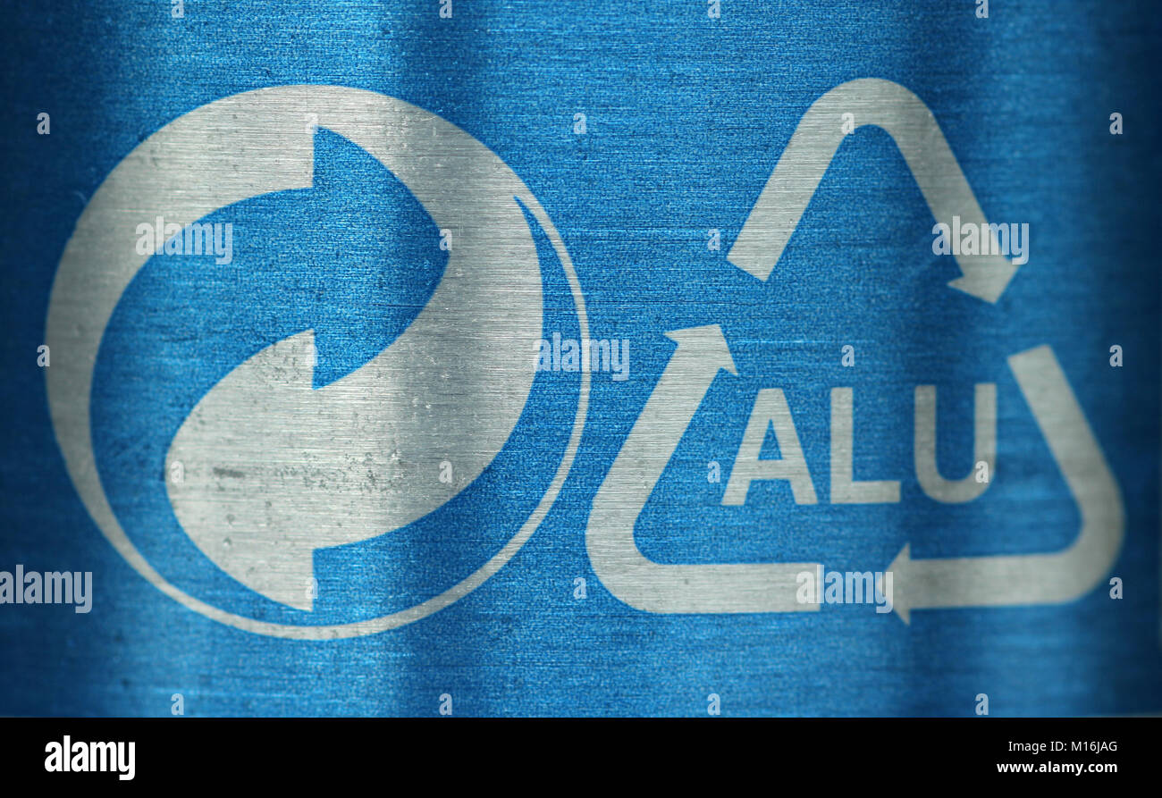 Recycling Zeichen Aluminium kann Stockfoto