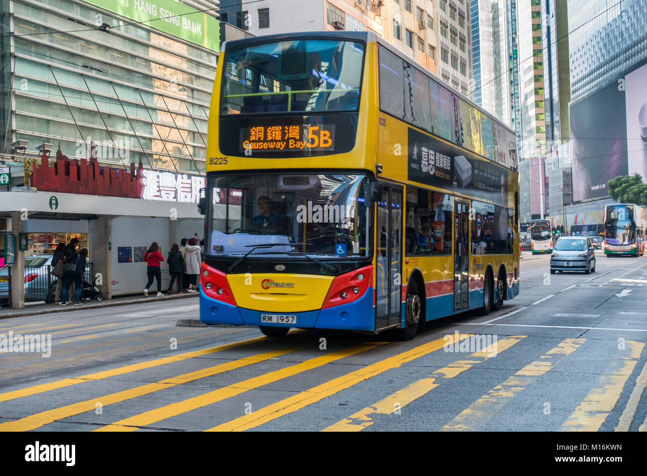 Hong Kong Bus in Wan Chai Stockfoto