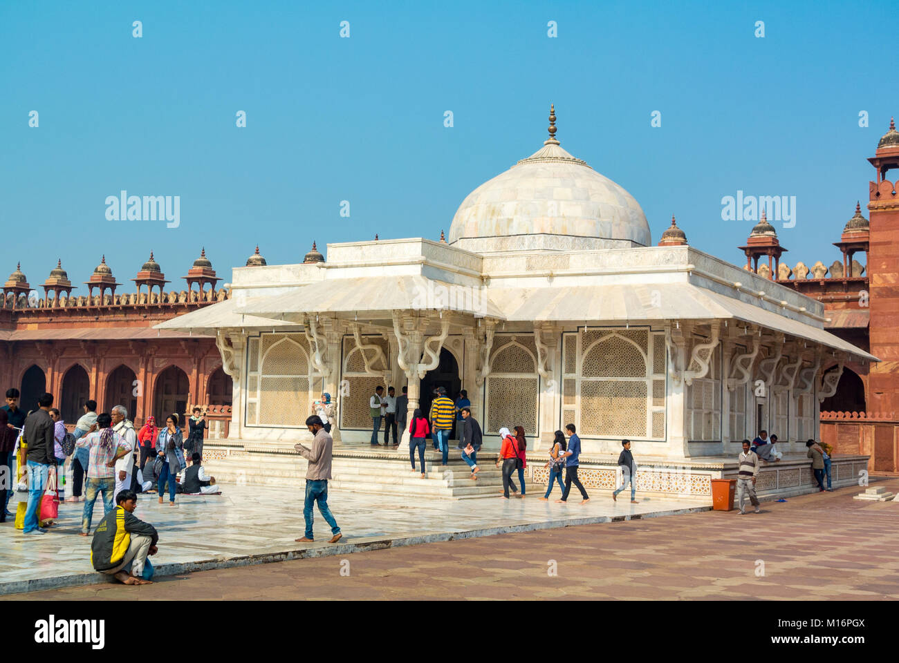 fatehpur sikri, Uttar Pradesh, Agra, Indien, 27.. Januar, 2017: Die Architektur des Grabes von Salim Chisti Stockfoto