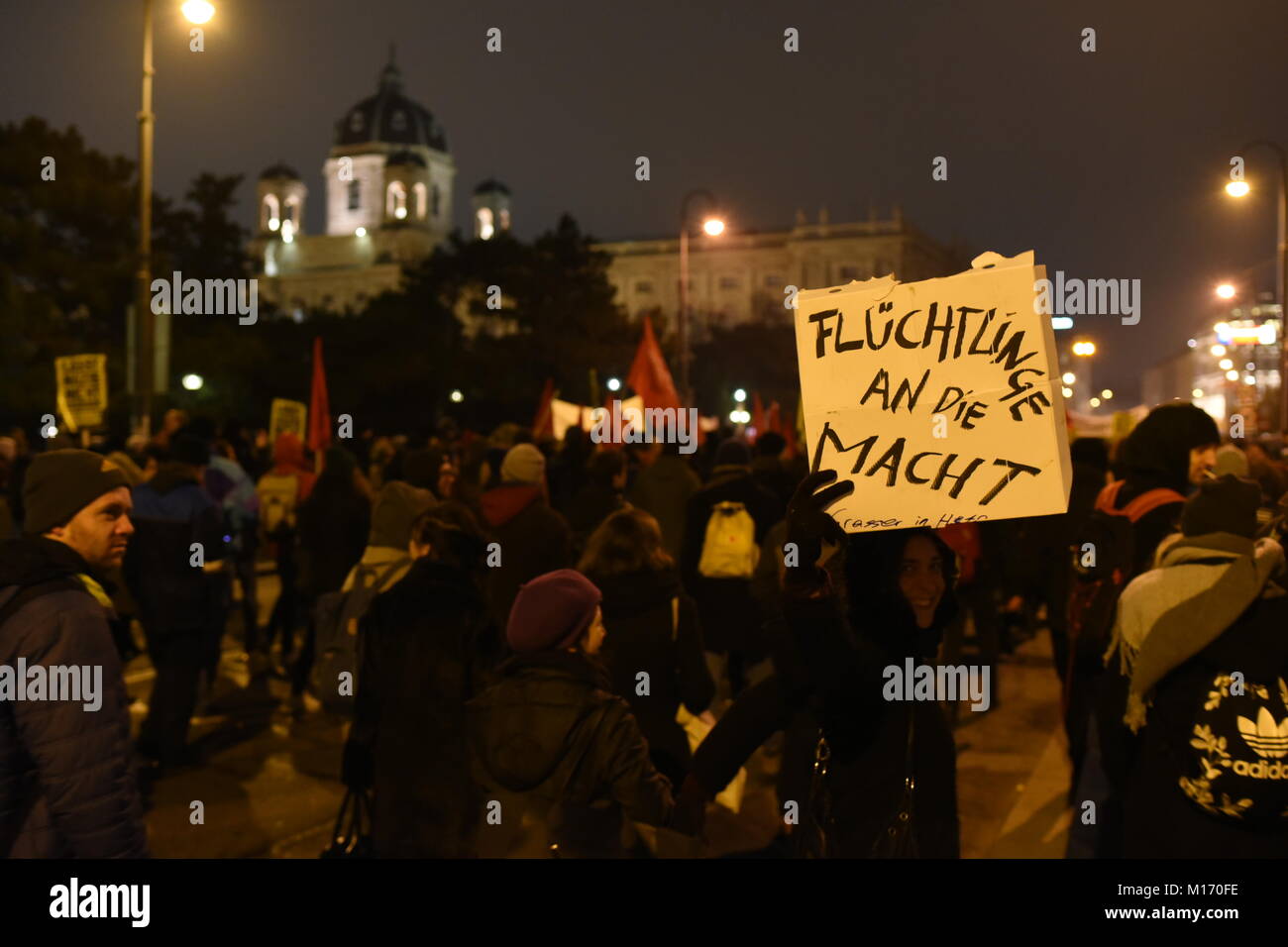 Wien, Österreich. 26 Jan, 2018. Demonstrationen gegen die so genannte Wissenschaftler 'Kugel, bewirtet durch den österreichischen Rechtsextremen Freiheitlichen Partei (FPÖ) Stockfoto